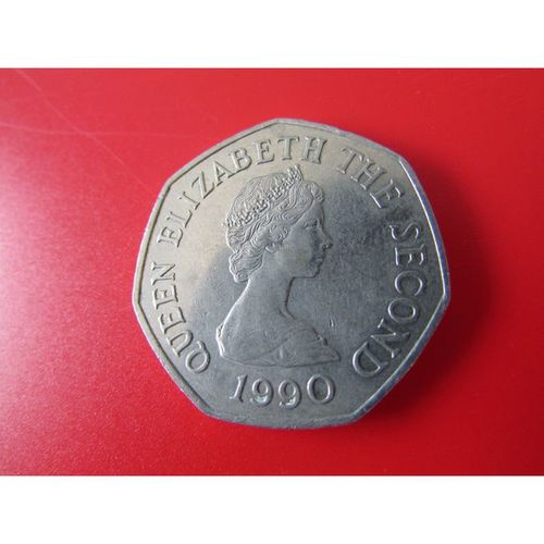 1990 QUEEN ELIZABETH II BAILIWICK OF JERSEY FIFTY PENCE FREE POST. H