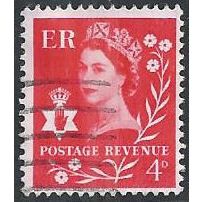 SG NI9: 4d. bright vermilion Northern Ireland Regional Stamp: Queen Elizabeth II