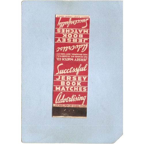 New Jersey Elizabeth Matchcover Jersey Match Co 965 Newark Ave~3711