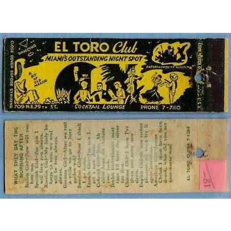 FL Miami Twenty Strike Front Strike Full Length Matchcover w/o Matches Out~696
