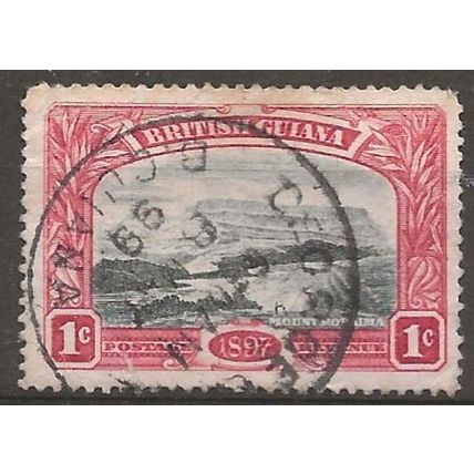 British Guiana 1898 SG216 1c Blue-Black & Carmine-Red Fine Used .