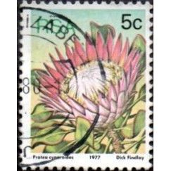 South Africa. 1977 5c Value. Protea cynaroides. Fine Used Pair. Blue green