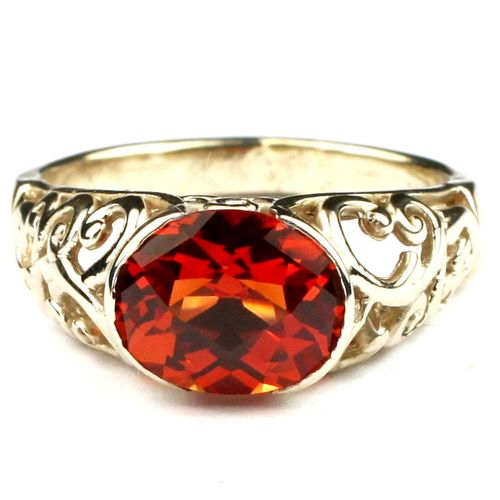 Created Padparadscha Sapphire, 10KY Gold Ring, R360