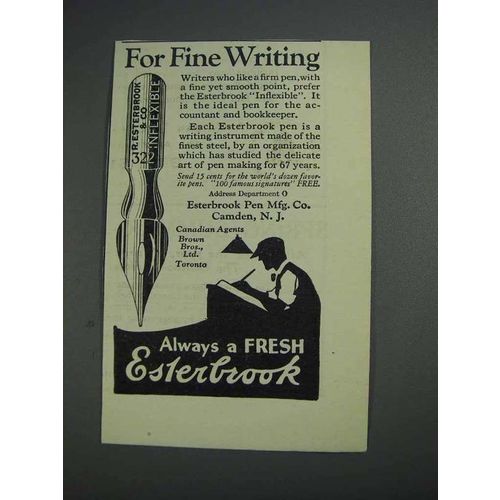1925 Esterbrook Inflexible Pen Ad - Fine Writing