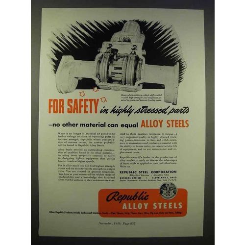 1946 Republic Steel Ad, Safety In Highly Stressed Parts
