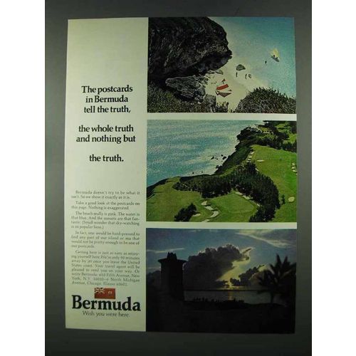 1972 Bermuda Tourism Ad - Postcards Tell the Truth
