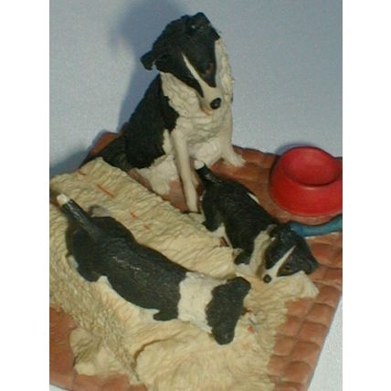 HEREDITIES, BORDER COLLIE AND PUPPIES, Farmyard, 1980's ,Old, Very Rare.