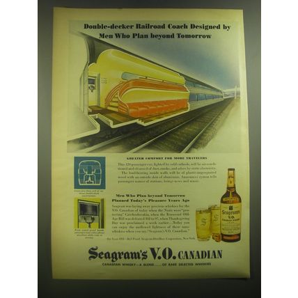 1945 Seagram's V.O. Canadian Whisky Ad - Double-decker Railroad coach