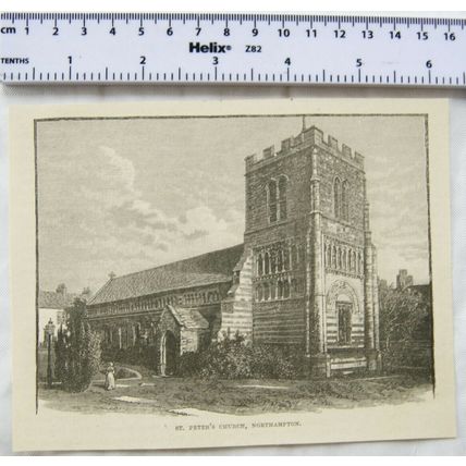 Vintage engraving: St. Peter's Church, Northampton