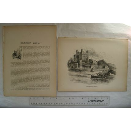 1901 engraving & illustrated article Rochester Castle