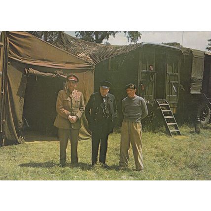 Winston Churchill In Normandy 1944 War Museum Postcard