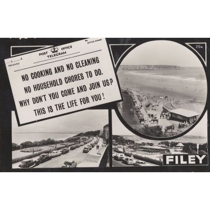 Filey No Cooking & Cleaning Real Photo Yorkshire Old Postcard
