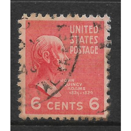 USA 1938 PRESIDENTIAL SERIES 6c VERMILION JOHN QUINCY ADAMS SG807 FINE USED#2