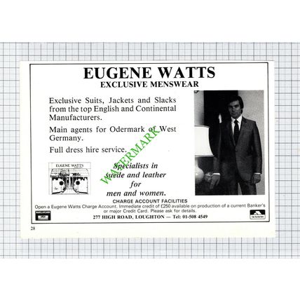 Eugene Watts Loughton Essex Advert - 1981 Cutting