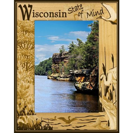 Wisconsin State of Mind Laser Engraved Wood Picture Frame Portrait (3 x 5)