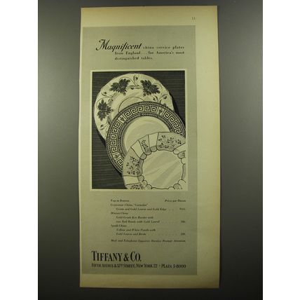 1954 Tiffany & Co. China Advertisement - Grosvenor, Minton and Spode
