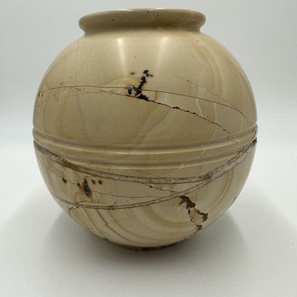 Sedlak Interior Marble Vase Urn USA Crackled Design Stone Heavy Home Decor