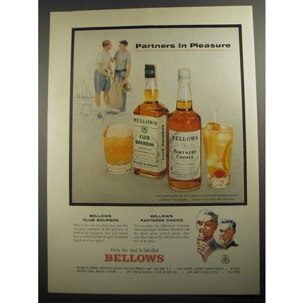 1956 Bellows Club Bourbon and Partners Choice Whiskey Ad - Partners in Pleasure