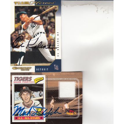 AL KALINE & MARK FIDRYCH JERSEY 2002/01 AUTOGRAPHED DETROIT TIGERS HOF CHAMPIONS