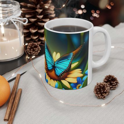 December Blue Topaz Birth Month Colors Fairies & Butterflies #3 Mug 11oz AI Deco