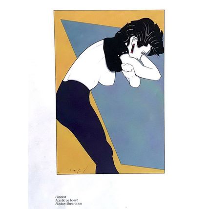 Orig 80s Patrick Nagel Print Nude Woman Disco Playboy Pinup Sexy wall Art gift