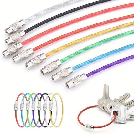 16 pcs Stainless Steel Screw Locking Wire Keychain Cable Keyrings Key Holders