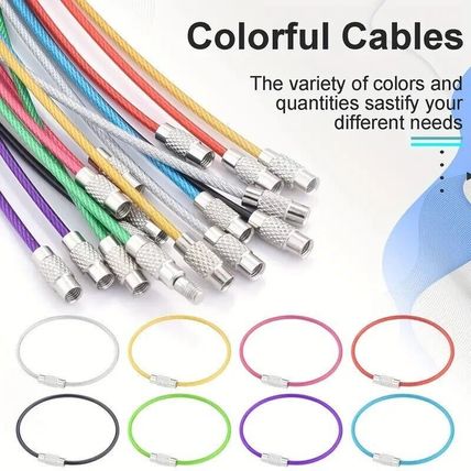 16 pcs Stainless Steel Screw Locking Wire Keychain Cable Keyrings Key Holders