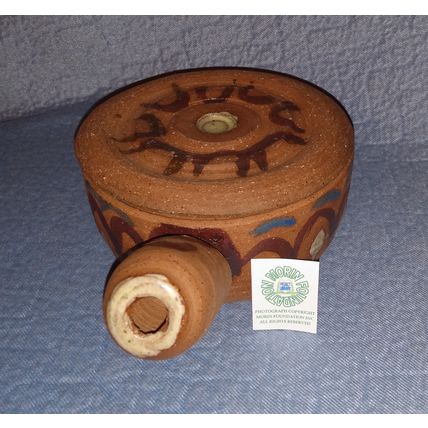 STONEWARE TERRACOTTA COVERED SOUP or CHILI BOWL SIGNED HALINA