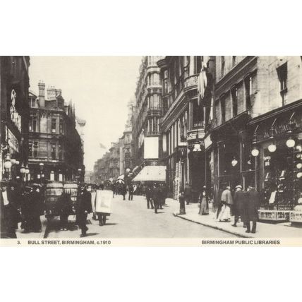 Bull Street Birmingham Transport Shops 1910 Rare Photo Postcard