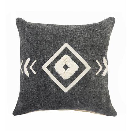 20" X 20" White And Black 100% Cotton Geometric Zippered Pillow
