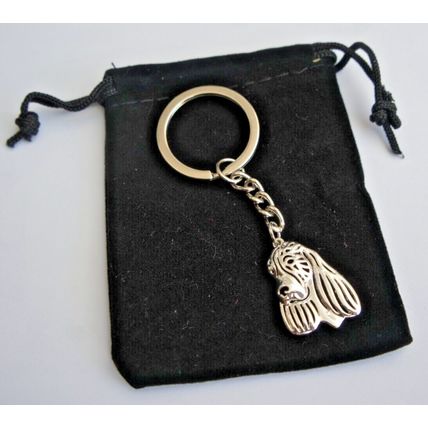 SPRINGER SPANIEL SILVER METAL KEY RING IN VELVET GIFT BAG