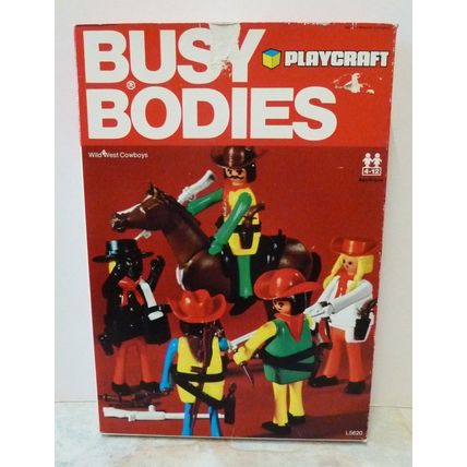 PLAYCRAFT BUSY BODIES WILD WEST COWBOYS WITH EXTRA FIGURE