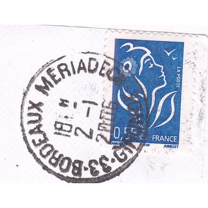 France 2005 BORDEAUX MERIADECK POSTMARK on Marianne 0.55e VGC