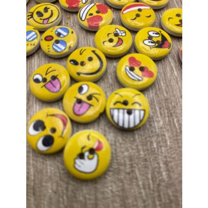 15mm Orange Buttons Wooden Smiley Faces Childrens Sewing Scrapbooking Crafts