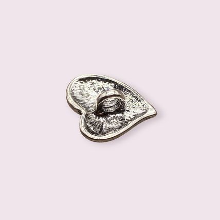 20mm Shank Buttons Love Heart With Carved Flower Antique Silver Metal