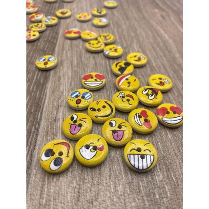 15mm Orange Buttons Wooden Smiley Faces Childrens Sewing Scrapbooking Crafts
