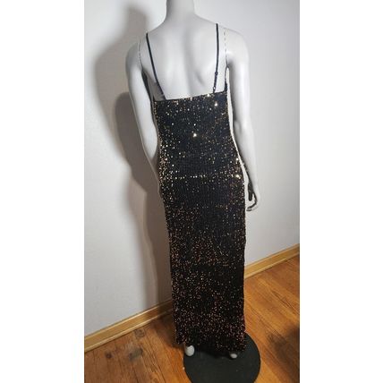 Long Black Sequin Dress With Leg Opening On One Side Women's Size Small Sexy
