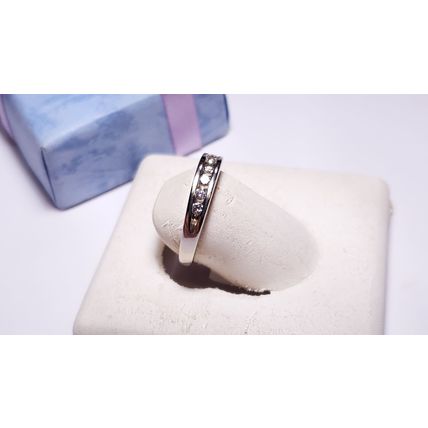 Estate 1/3ctw Natural Rd Diamond channel 14Kt White Gold SI3 HI Band Ring #22345
