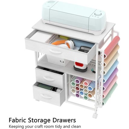 Storage Cart Compatible with Cricut Machines Stand Cutting Machine Stand with Dr