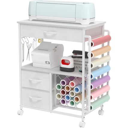 Storage Cart Compatible with Cricut Machines Stand Cutting Machine Stand with Dr