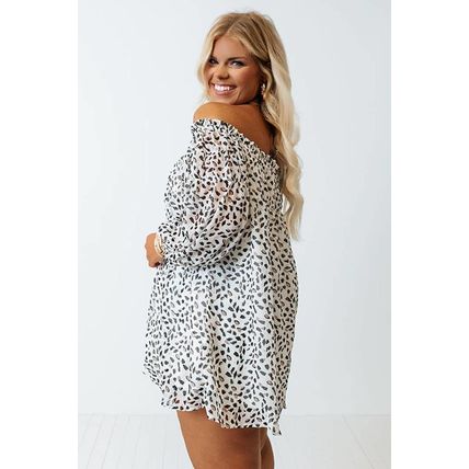 Cheetah Spotted Plus Size Off Shoulder Blouse