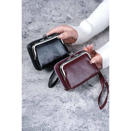 Black Minimalist Wristlet PU Leather Coin Purse