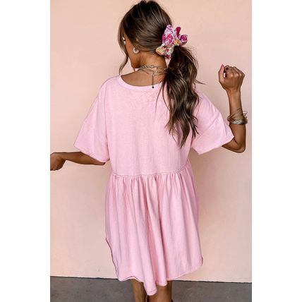 Light Pink American Flag Inspired Sequin Disco Ball Patched Shift Mini Dress