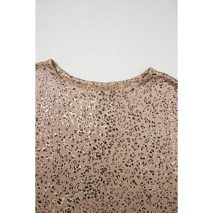 Parchment Shimmer Leopard Print Dolman Sleeve T Shirt