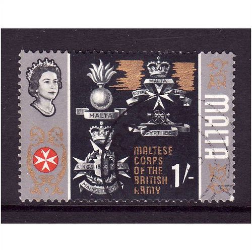 MALTA 1965 1s MALTESE CORPS BRITISH ARMY SG 340 FINE USED#3
