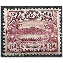 Solomon Islands 1908 SG13 6d Claret Mounted Mint . .