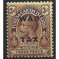Turks & Caicos Islands 1918 SG147 3d Purple/Yellow WAR TAX Mounted Mint ..