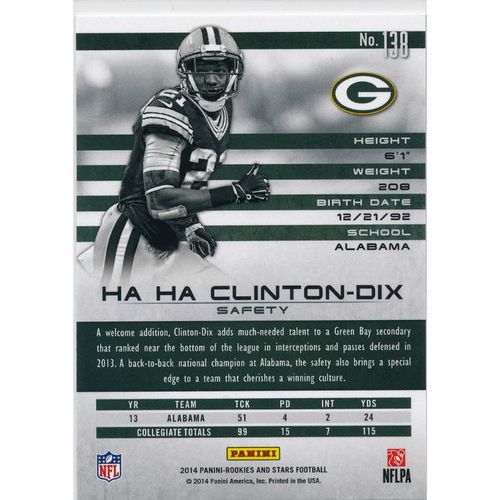 2014 Panini Rookies & Stars #138 Ha Ha Clinton-Dix RC Green Bay Packers