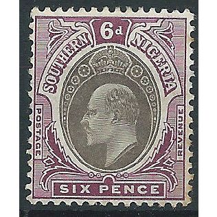 Southern Nigeria 1905 SG27 6d Grey-Black & Purple Mounted Mint..