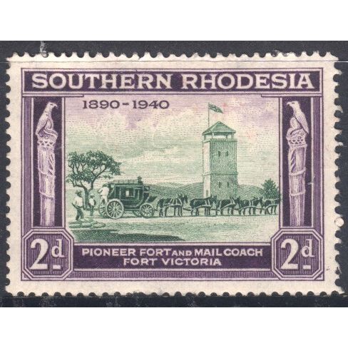 Southern Rhodesia 1940 - SG56 - 2d green/violet - Fort Victoria - MH